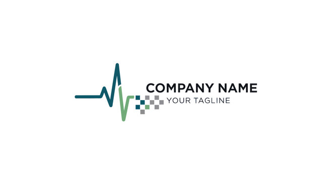 Modern Medical Heartbeat Pulse Logo Design.