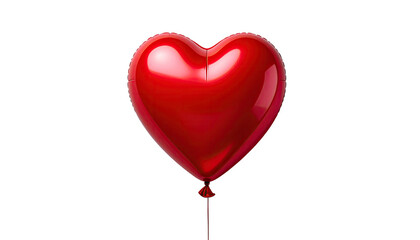 Inflated red heart balloon floating against stark black backdrop