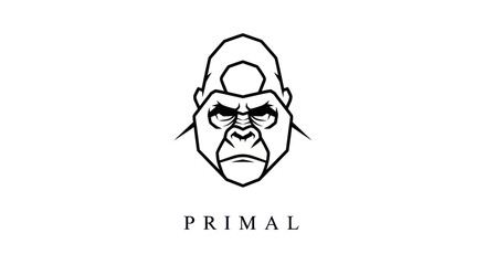 Primal Gorilla Head Logo Design Vector Art.