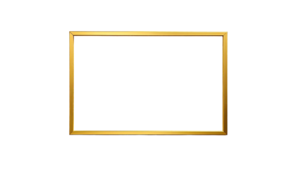 Shiny golden rectangular picture frame isolated on black backdrop