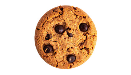Top-down view of delicious chocolate chip cookie on black