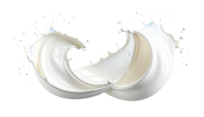 Milk wave swirling gracefully, against a dark backdrop