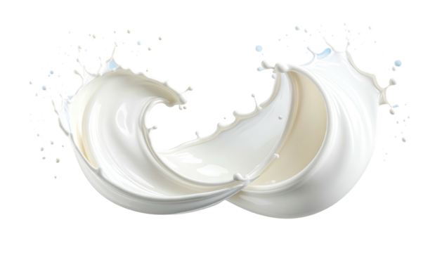 Milk wave swirling gracefully, against a dark backdrop