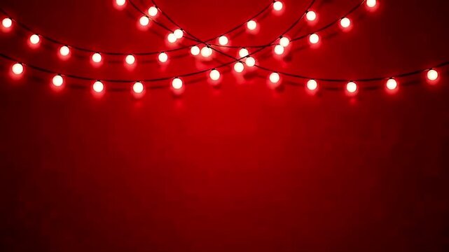 Red String Light Animation with Curved Strands and Festive Glow
