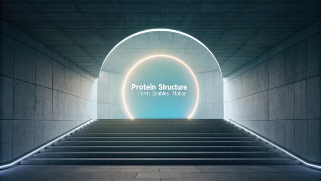 Abstract Concept of Protein Structure Highlighting Form and Motion in a Modern Architectural Setting