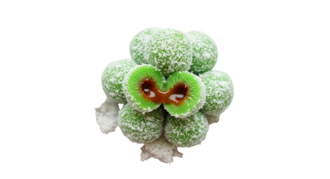 Delightful Overhead View of Indonesian Klepon with Caramel Filling
