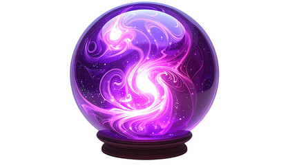 Purple swirling energy inside a crystal ball