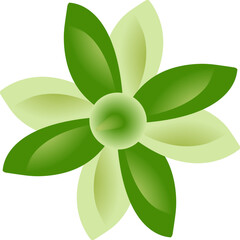 Abstract flower with green gradient for printing on clothes, stickers, websites.