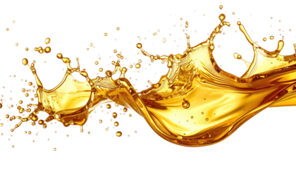 Golden liquid splashes into the air against a black background