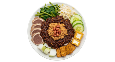 Overhead flat lay of Rujak Cingur, a traditional Indonesian salad dish