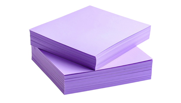 Stack of two lavender square paper pads on a black background