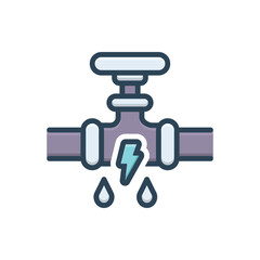Color illustration icon for plumbing power