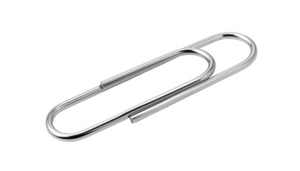 Shiny metal paperclip isolated against a black background