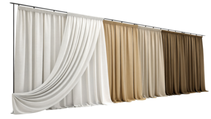 White curtain drape fabric beige fold elegant calm, isolated transparent Background