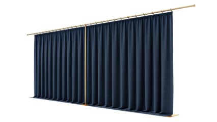 Navy blackout curtain, pleated, blackout, fabric, modern calm, isolated transparent Background
