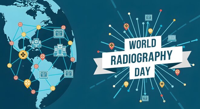 Radiology Day Global Healthcare Technology Radiology Awareness Day Stylized World Map Art 
