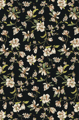 Abstract solid vector textile design, arrangement with monochrome small jasmine  flower, all-over seamless pattern with cream and black tone color illustration, digital image printing factory