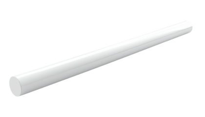 White, smooth, hollow tube angled against a black background