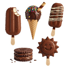 Delicious chocolate ice cream treats and cookies
