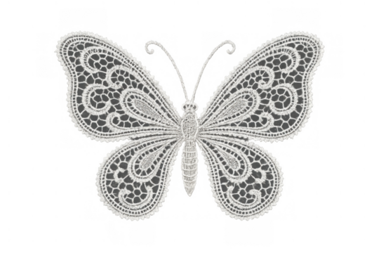 White lace butterfly creating elegant fashion craft and decoration elements, isolated on transparent background - Powered by Adobe
