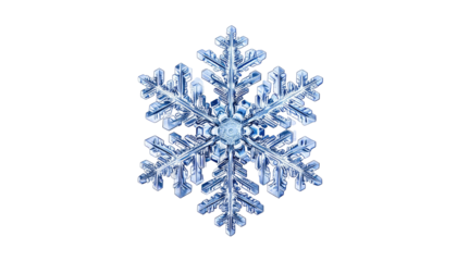 Close-up of a detailed crystalline snowflake on black background