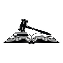 Gavel resting on an open book, symbolizing law, justice, and education
