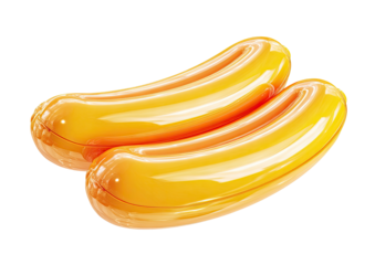 Two shiny, oblong, amber-colored objects, overlapping, with bright highlights, on a black background