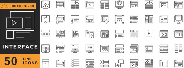 Interface line icon set. Vector illustration.