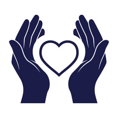 Two hands gently cupping a heart symbol, representing love, care, and support