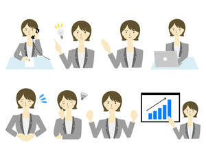 仕事をするスーツ姿の女性セットSet of women in suits working