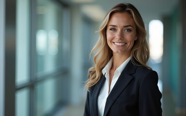 Confident mature bizwoman in modern office: Behold her empire. Photo generative AI. High quality