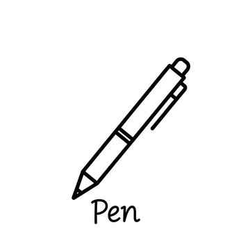 Minimalist black and white vector illustration of a classic pen, a tool for creativity, signing documents, and taking notes