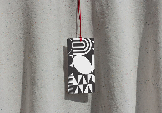Blank Clothing Hang Tag Mockup With Red String