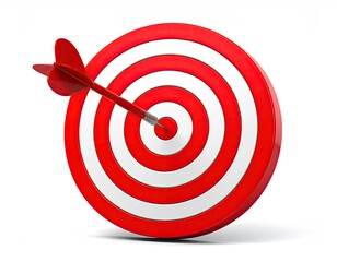 Dart hits bullseye on a red and white target