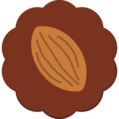 Chocolate Almond Cookie Clip Art With Transparent Background Isolated On White