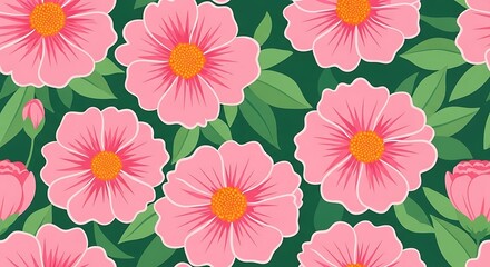 seamless pattern with pink flowers