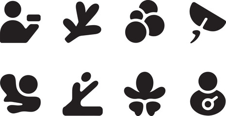 Collection of abstract black icons on white background