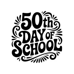 50th Days of School. Vector Design Isolated on White Background