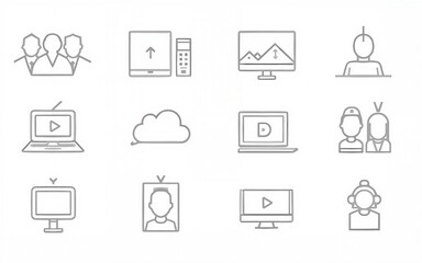 Freelance and Work at Home Icons Set. Collection of linear simple web icons such as Work from Home, Distant Work, Freelance, Online Video Conferencing, Work Online and more. Editable vector stroke.
