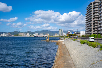 Fototapeta premium とるぱから見る宍道湖と松江市の街並み