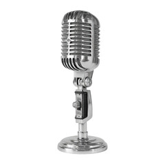 Fototapeta premium Capture timeless sound with this classic retro microphone, perfect for podcasts and studio recording.