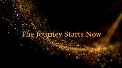 Golden Sparkle Trail Background with 'The Journey Starts Now' Text - Inspirational New Beginning Concept