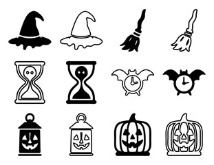 Halloween Silhouette Icon Set &ndash; Unique Minimalist Black Symbols for Spooky Season Design