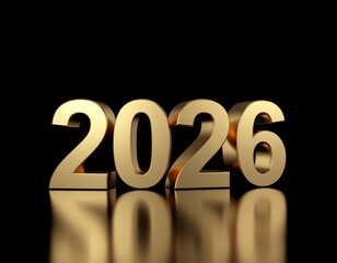 ゴールドメタリック数字の高級感ある2026立体デザイン