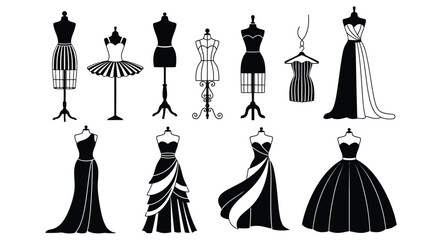 Fashion dresses design vector illustration mannequin fashion style