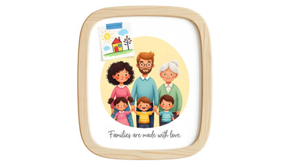 Families Are Made With Love - World Adoption Day Cartoon  Multi-Generational Family Love  Heartwarming Family Bond  