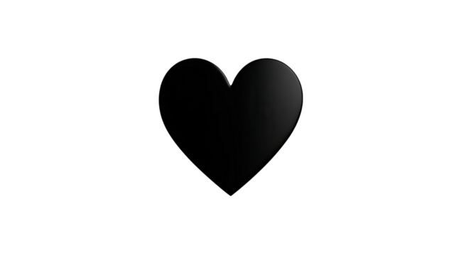 Black heart shape crafted from folded white paper, romantic minimalistic concept for love, art, or decoration isolated on white background