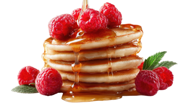 Rich chocolate cake topped with fresh raspberries and glossy ganache, decadent dessert for celebrations or special occasions isolated on white background
