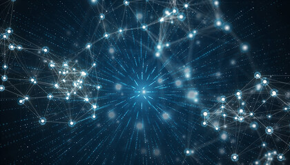 Fototapeta premium Abstract Futuristic Background with a Central Data Explosion and Plexus Network