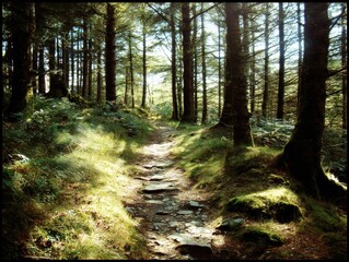 Bright and Narrow Trail - A Journey Through the Forest Toward the Unknown Destination
